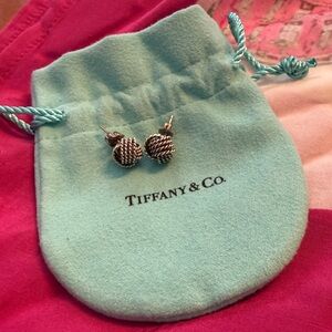 CLASSIC! Tiffany & Co. Sterling Silver Mesh Twisted Love Knot Earrings
